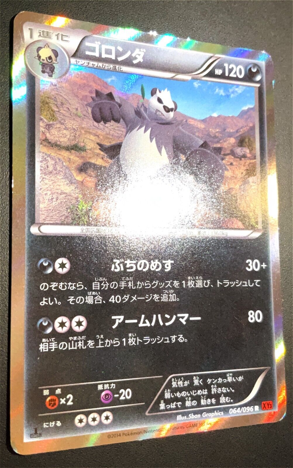 Pangoro 064/096 POKEMON CARD JAPANESE XY3 RISING FIST 1st ED HOLO RARE