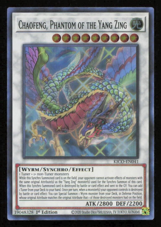 CHAOFENG, PHANTOM OF THE YANG ZING KICO-EN041 YUGIOH  ENGLISH HOLO SUPER RARE NM
