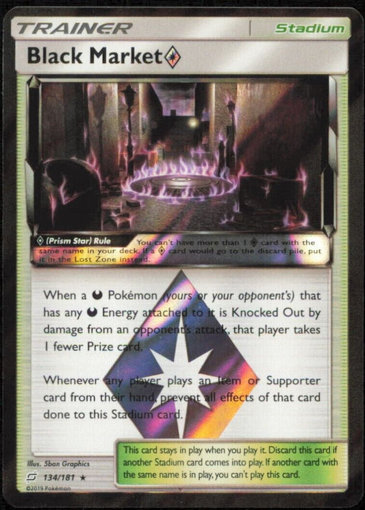 Black Market 134/181 POKEMON CARD ENGLISH SM TEAM UP PRISM HOLO PR RARE LP