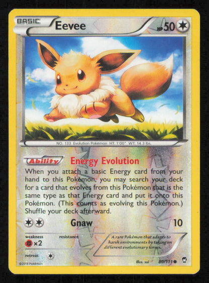 Eevee 80/111 POKEMON CARD ENGLISH XY FURIOUS FISTS REVERSE HOLO COMMON