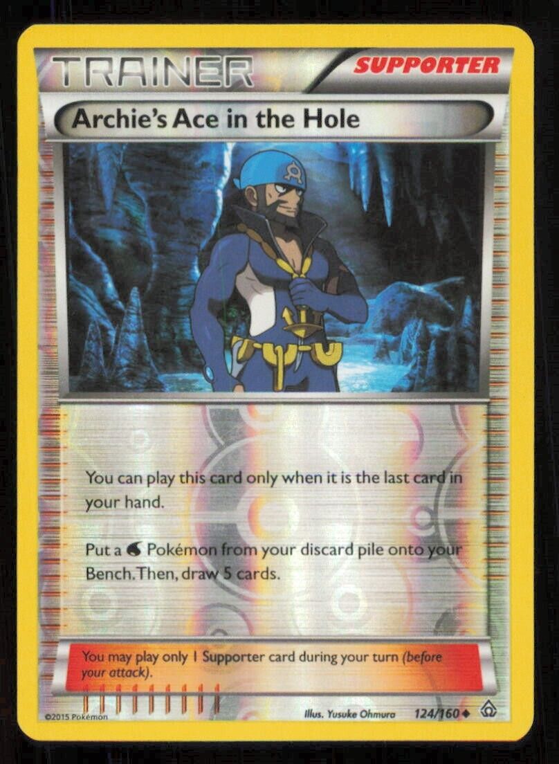 ARCHIE'S ACE IN THE HOLE 124/160 POKEMON CARD ENGLISH XY PRIMAL CLASH TRAINER LP