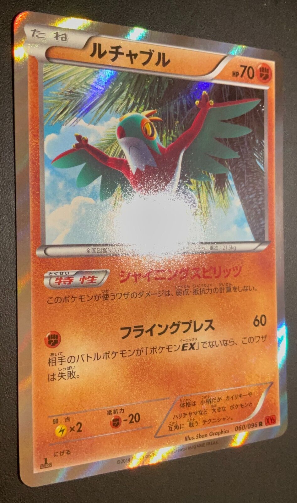 HAWLUCHA 060/096 - POKEMON CARD JAPANESE XY3 RISING FIST HOLO RARE - NM