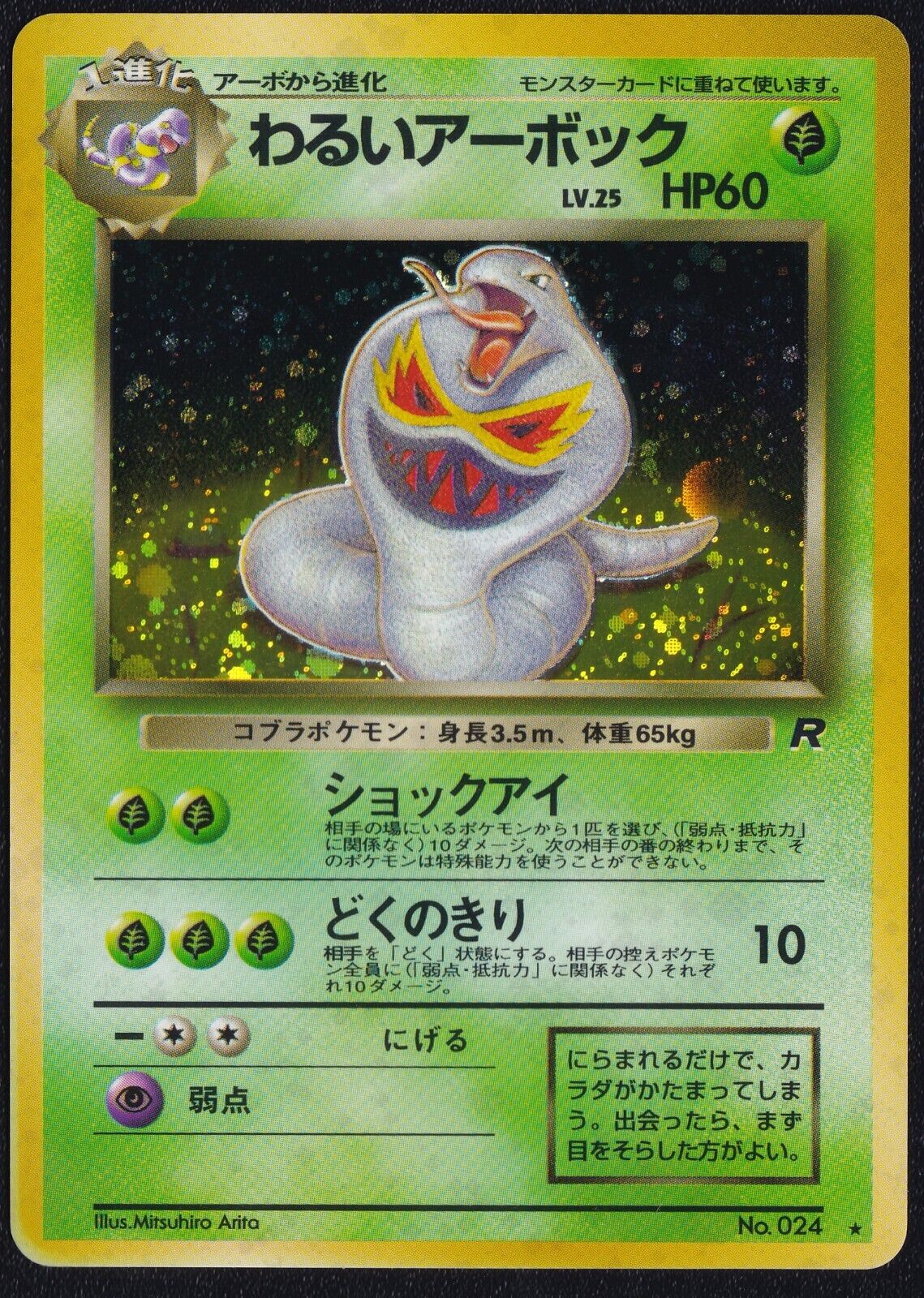 DARK ARBOK NO. 024 -POKEMON CARD JAPANESE TEAM ROCKET HOLO RARE WOTC VINTAGE