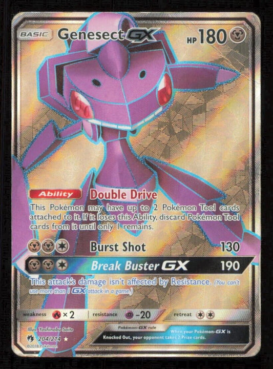 Genesect GX 204/214 POKEMON CARD ENGLISH SM LOST THUNDER FULL ART RARE DAMAGED