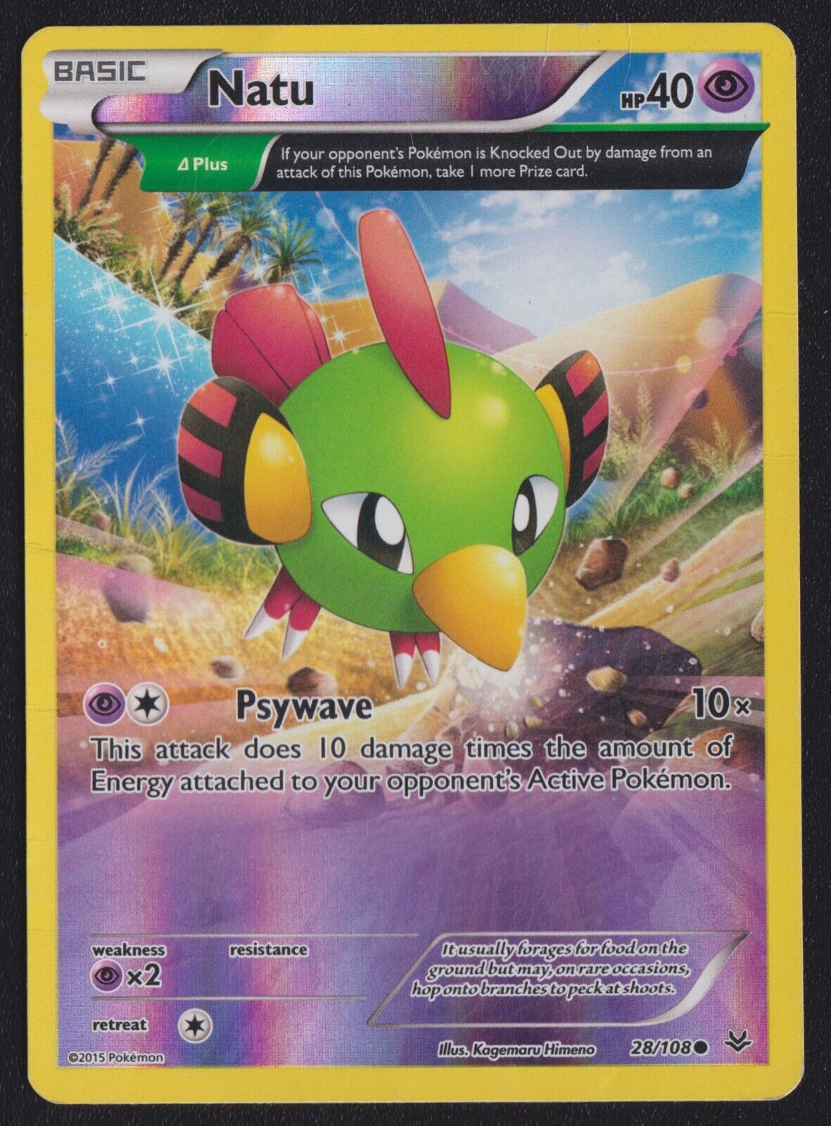 Natu 28/108 POKEMON CARD ENGLISH XY ROARING SKIES REVERSE HOLO - DAMAGED