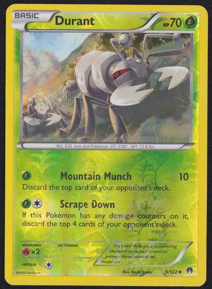 Durant 9/122 - POKEMON CARD ENGLISH REVERSE HOLO XY BREAKPOINT - DAMAGED