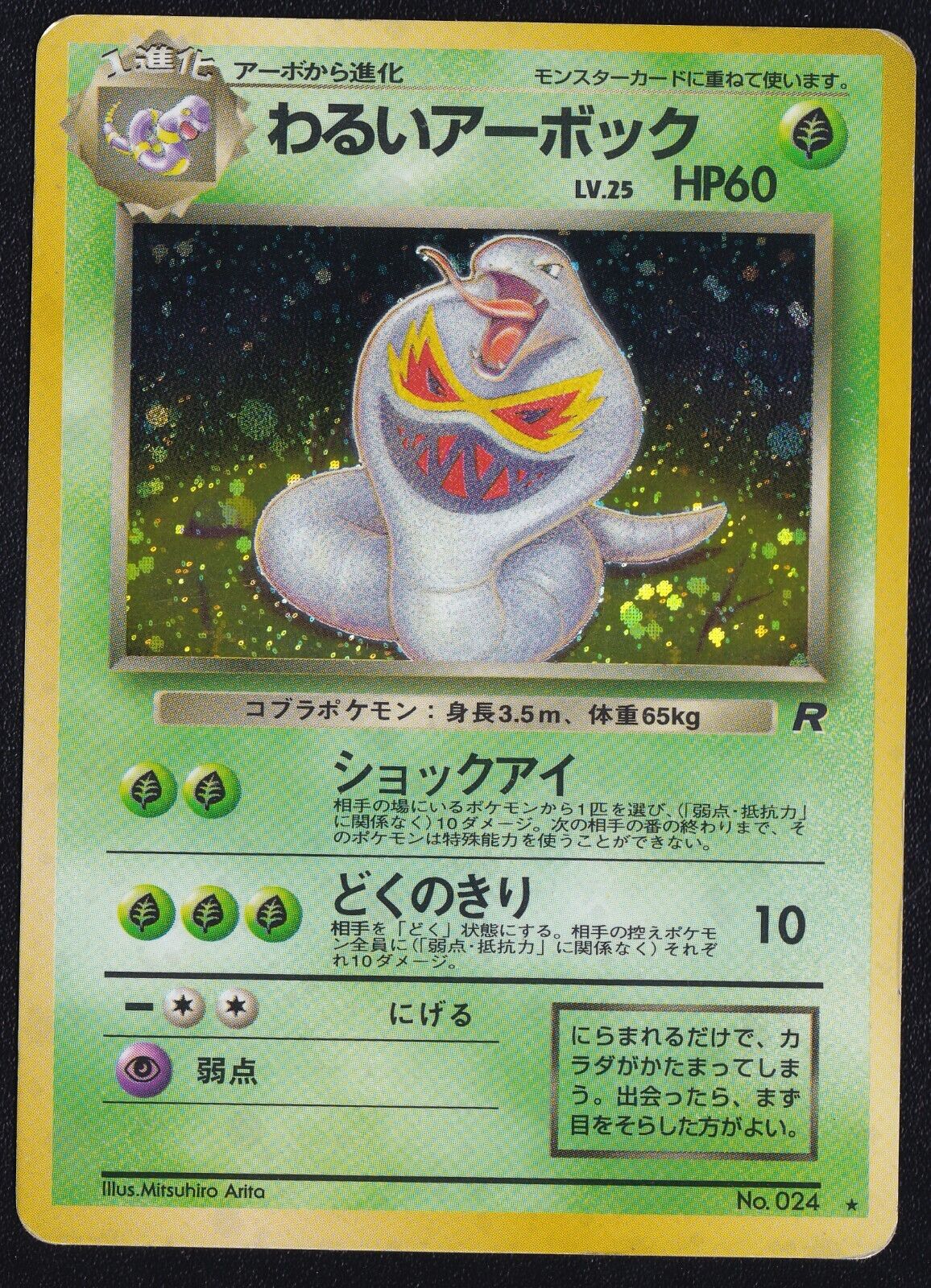 DARK ARBOK NO. 024 -POKEMON CARD JAPANESE TEAM ROCKET HOLO RARE WOTC VINTAGE