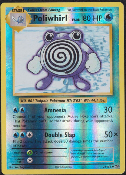 Poliwhirl 24/108 U POKEMON CARD ENGLISH XY EVOLUTIONS REVERSE HOLO UNCOMMON