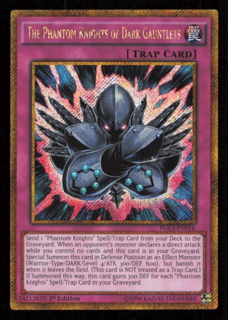 THE PHANTOM KNIGHTS OF DARK GAUNTLES PGL3 EN016 YUGIOH ENGLISH GOLD SECRET NM