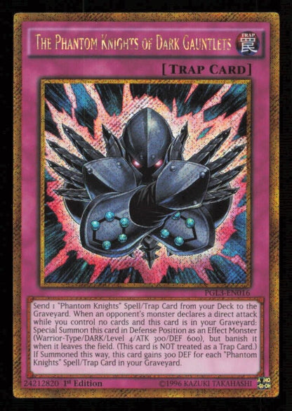 THE PHANTOM KNIGHTS OF DARK GAUNTLES PGL3 EN016 YUGIOH ENGLISH GOLD SECRET NM