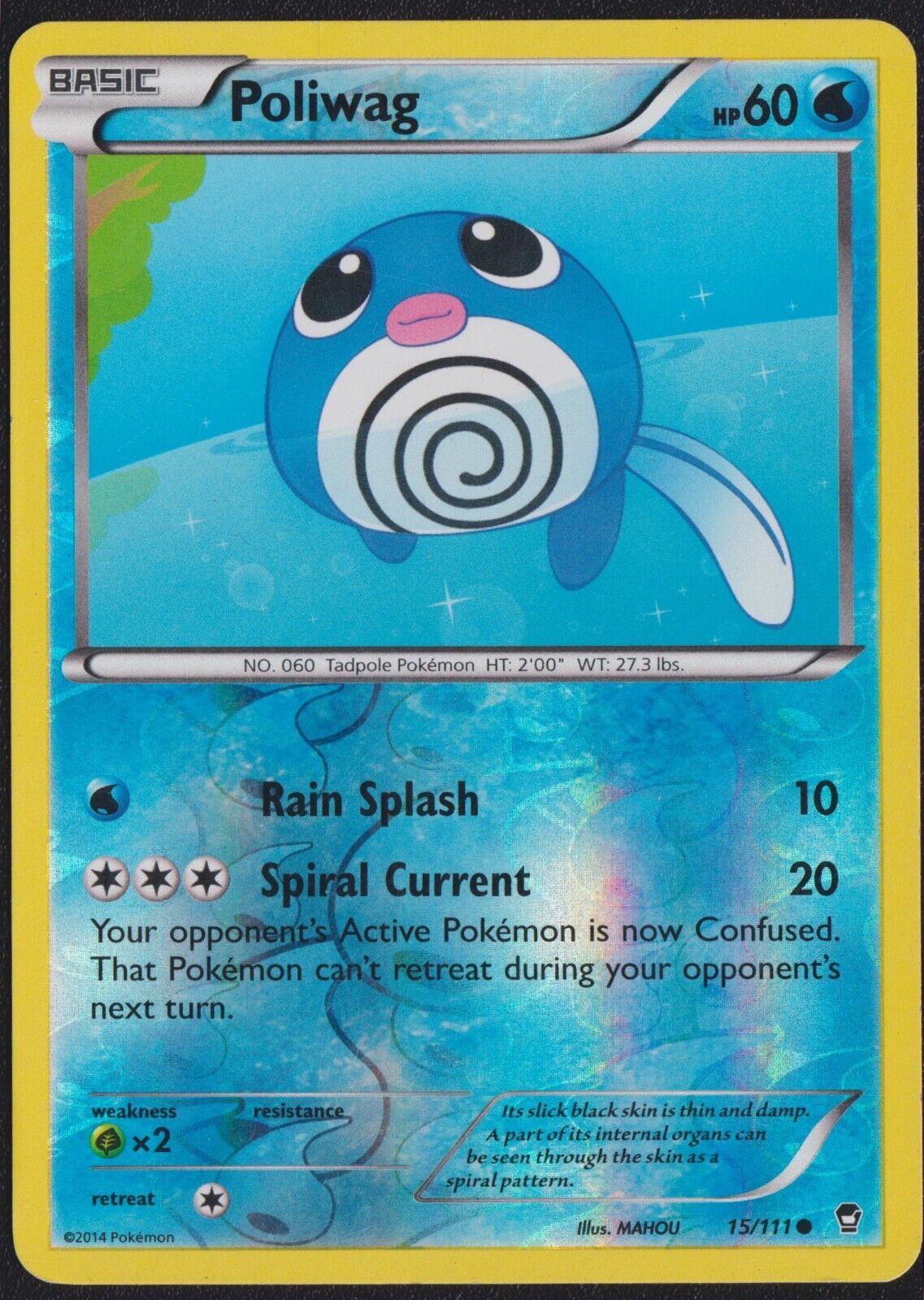 Poliwag 15/111 C POKEMON CARD ENGLISH XY FURIOUS FISTS REVERSE HOLO COMMON