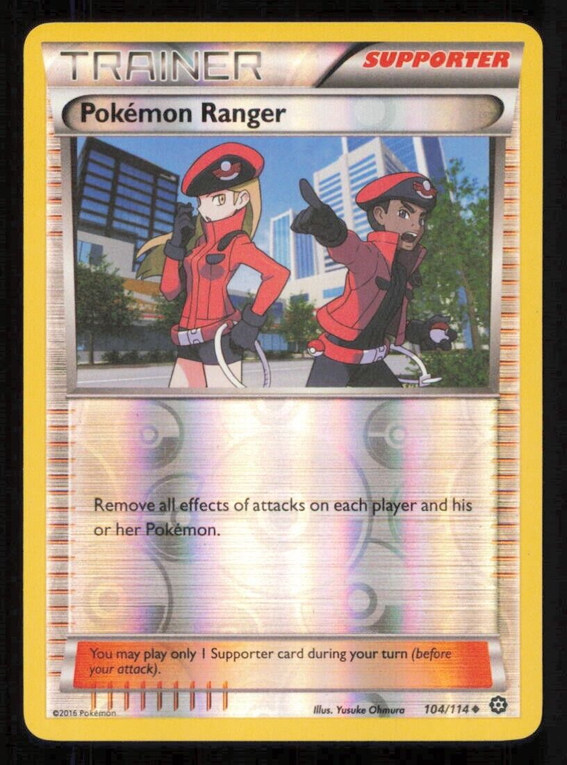 POKEMON RANGER 104/114 POKEMON CARD ENGLISH XY STEAM SIEGE TRAINER REVERSE LP