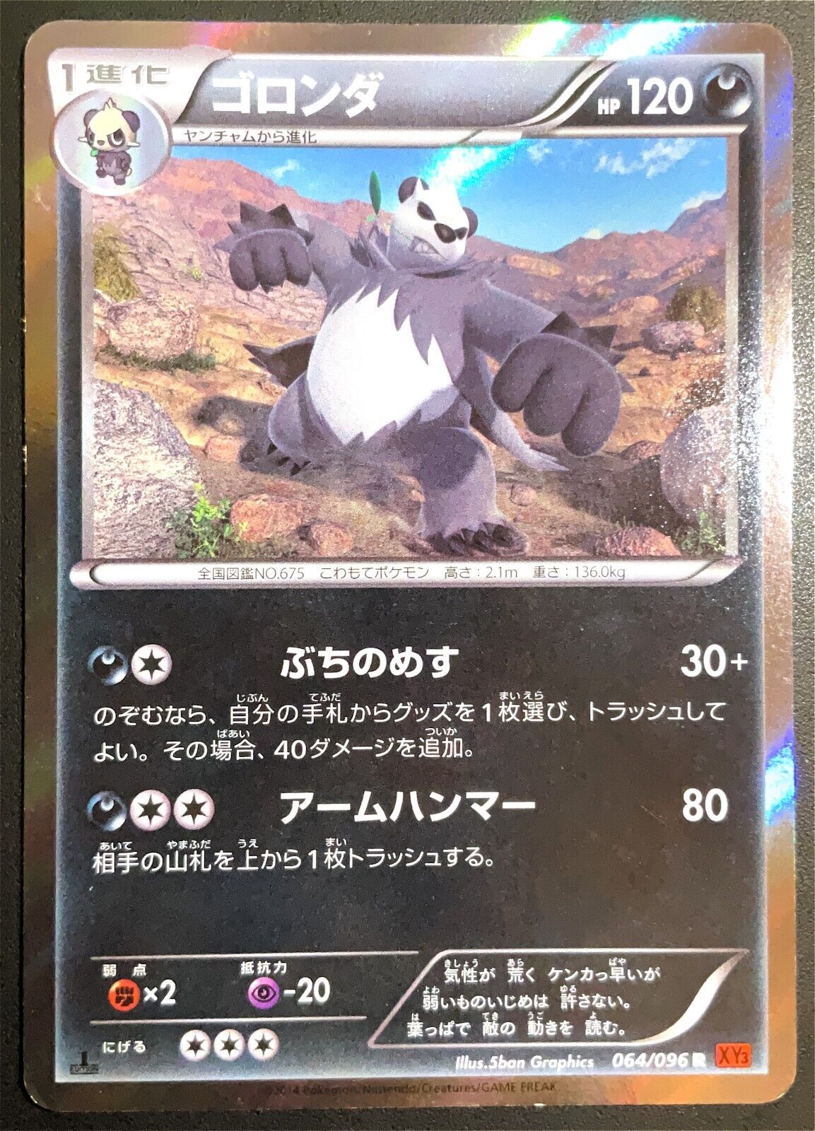 Pangoro 064/096 POKEMON CARD JAPANESE XY3 RISING FIST 1st ED HOLO RARE