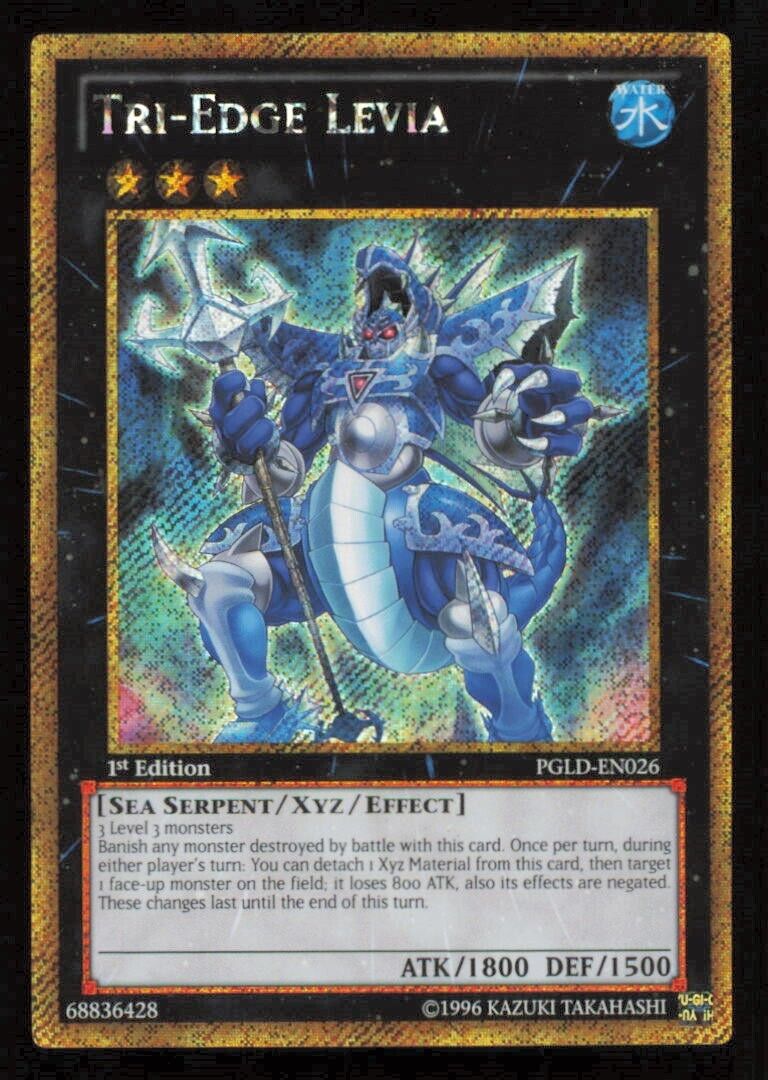 TRI EDGE LEVIA PGLD-EN026 YUGIOH CARD ENGLISH GOLD SECRET RARE 1st ED NM 