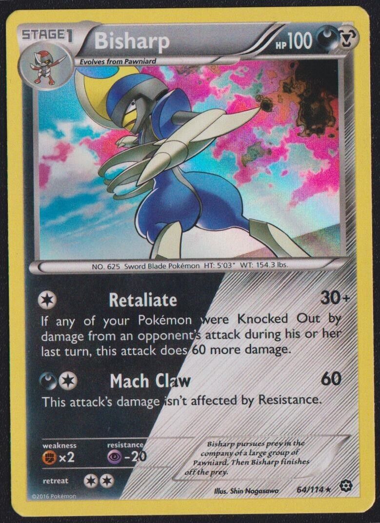 Bisharp 64/114 POKEMON CARD ENGLISH XY STEAM SIEGE HOLO RARE - PLAYED