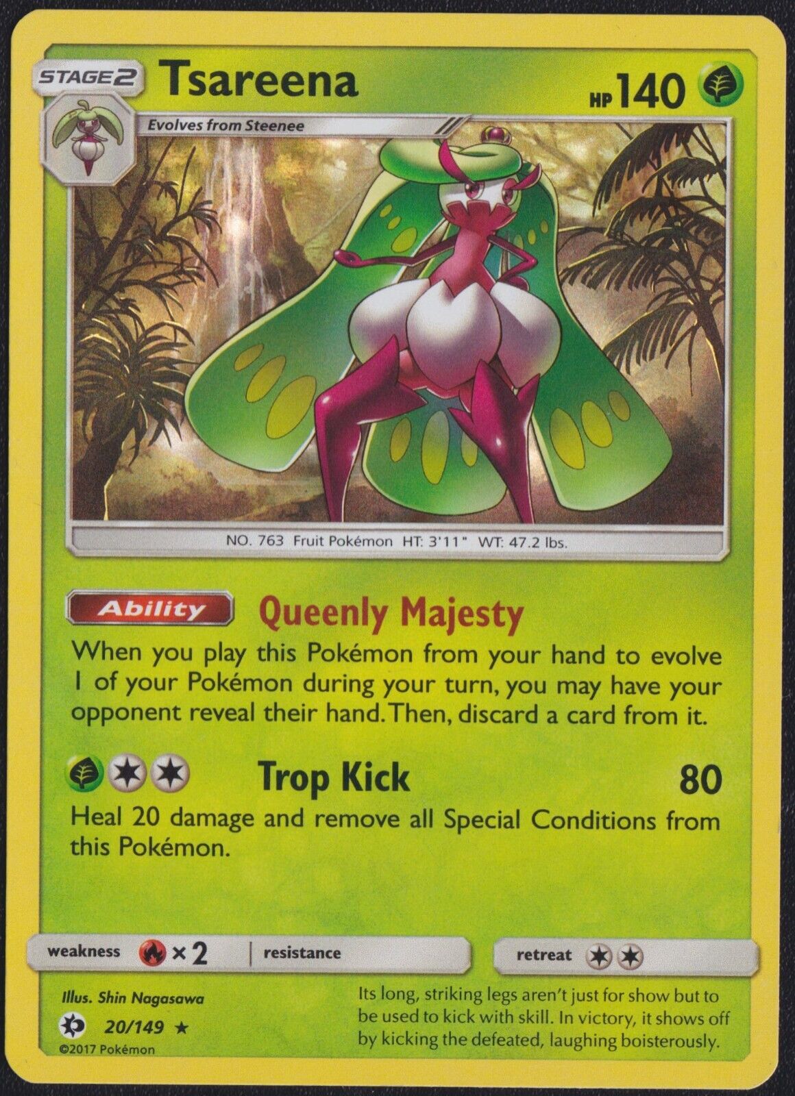 Tsareena 20/149 - POKEMON CARD ENGLISH HOLO RARE SUN & MOON - PLAYED