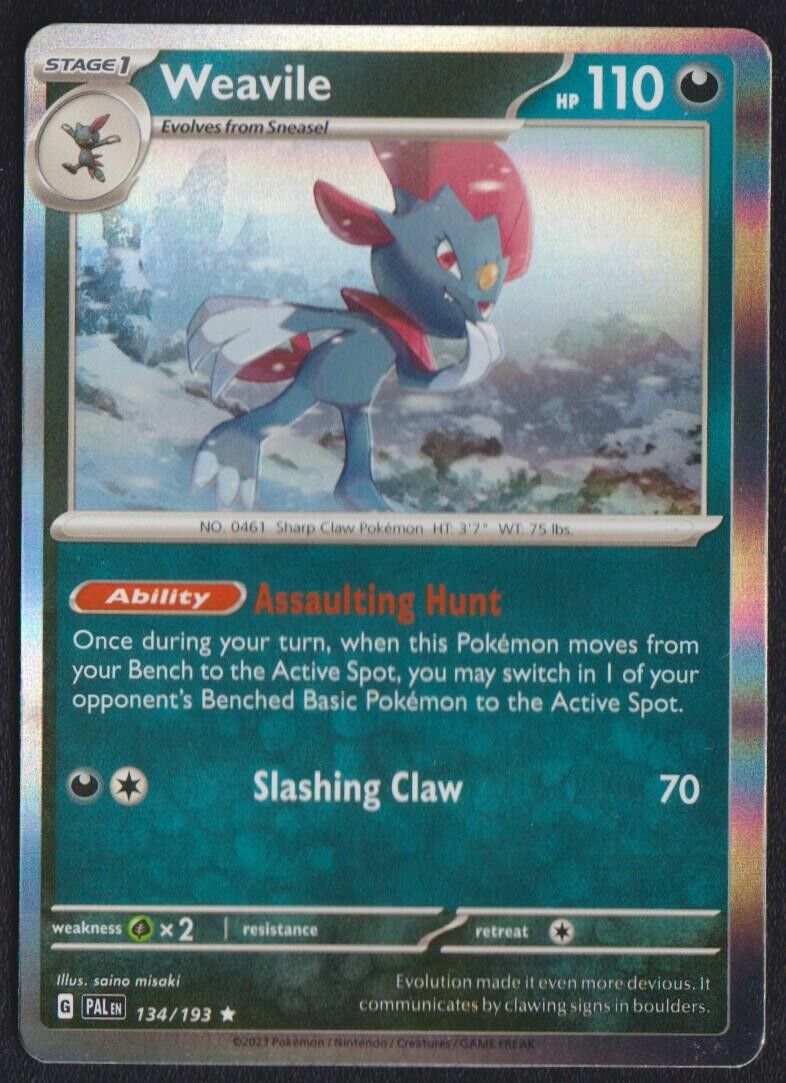 Weavile 134/193 POKEMON CARD ENGLISH SV PALDEA EVOLVED HOLO RARE NM