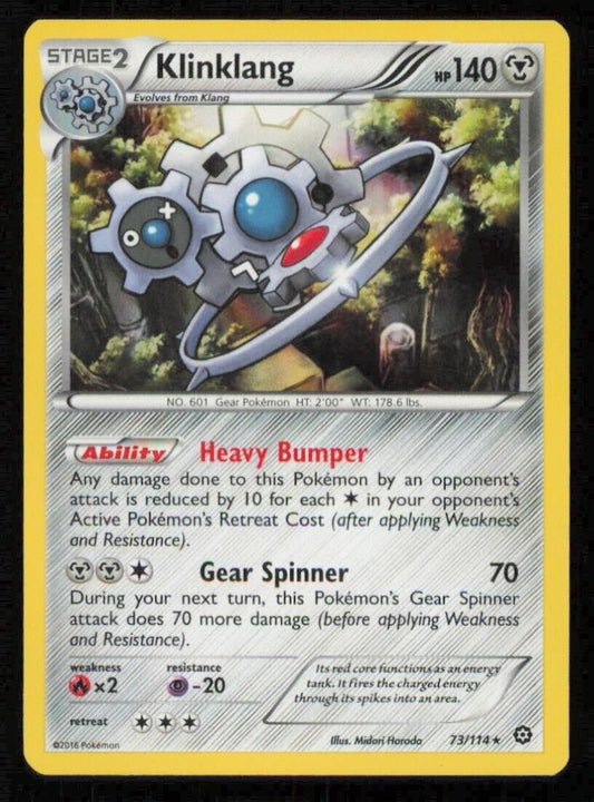 Klinklang 73/114 POKEMON CARD ENGLISH XY STEAM SIEGE HOLO RARE - DAMAGED