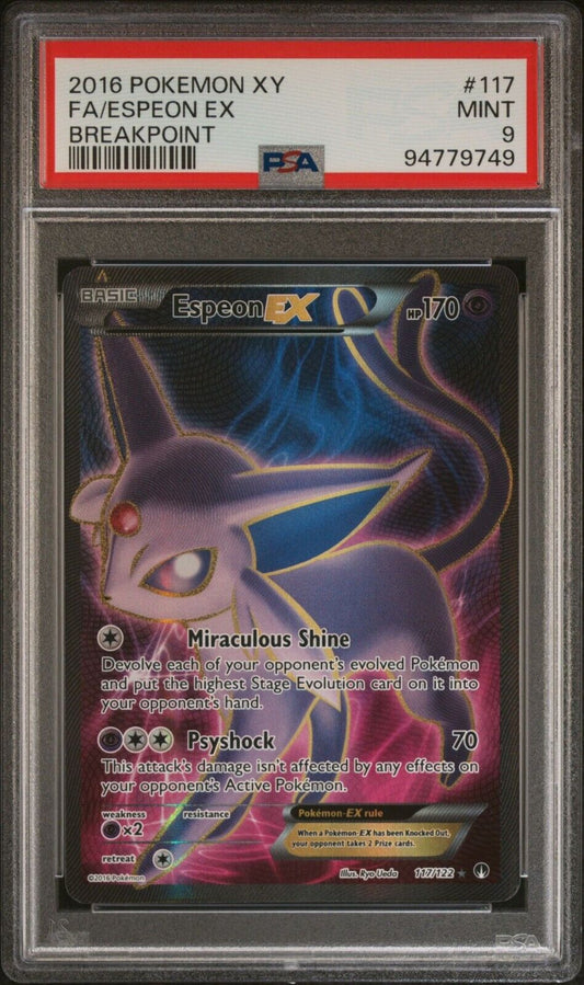 ESPEON EX 117/122 PSA 9 POKEMON CARD ENGLISH XY FATES COLLIDE FULL ART RARE