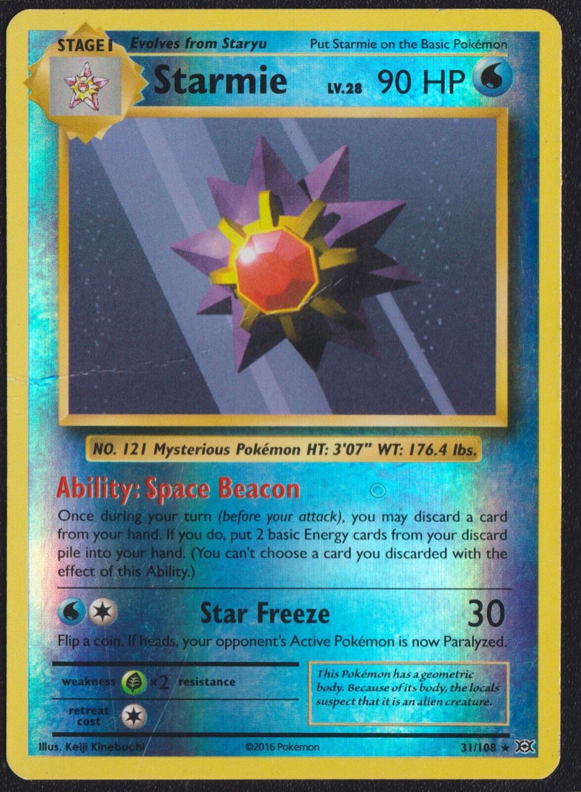 Starmie 31/108 R POKEMON CARD ENGLISH REVERSE HOLO RARE XY EVOLUTIONS