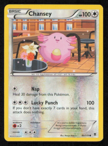 Chansey 80/119 POKEMON CARD ENGLISH XY PHANTOM FORCES REVERSE HOLO - PLAYED