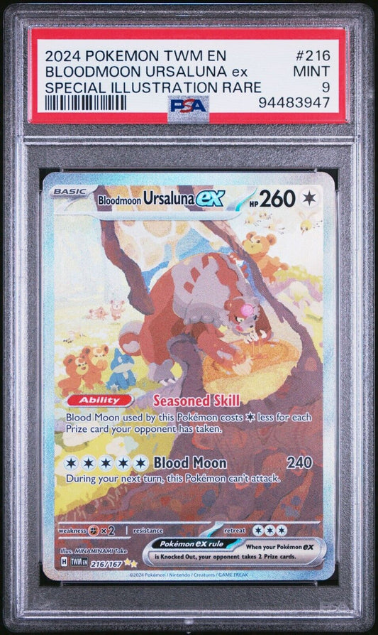 BLOODMOON URSALUNA EX 216/167 PSA 9 POKEMON ENGLISH SV TWIGHLIGHT MASQUERAIN SIR