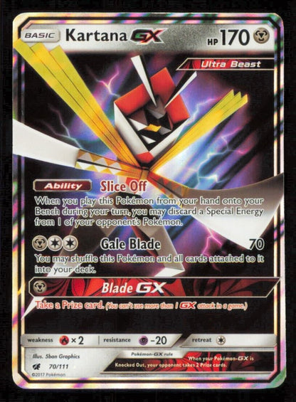 Kartana GX 70/111 POKEMON CARD ENGLISH SM CRIMSON INVASION HOLO RARE LP