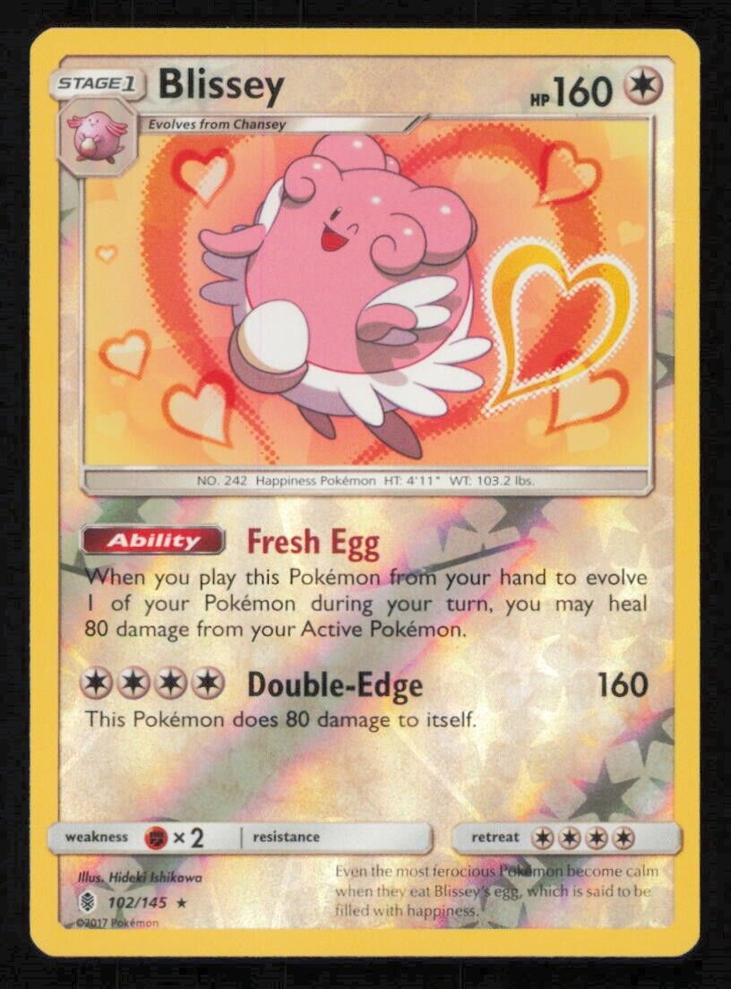 Blissey 102/145 POKEMON CARD ENGLISH SM GUARDIANS RISING REVERSE HOLO RARE - LP