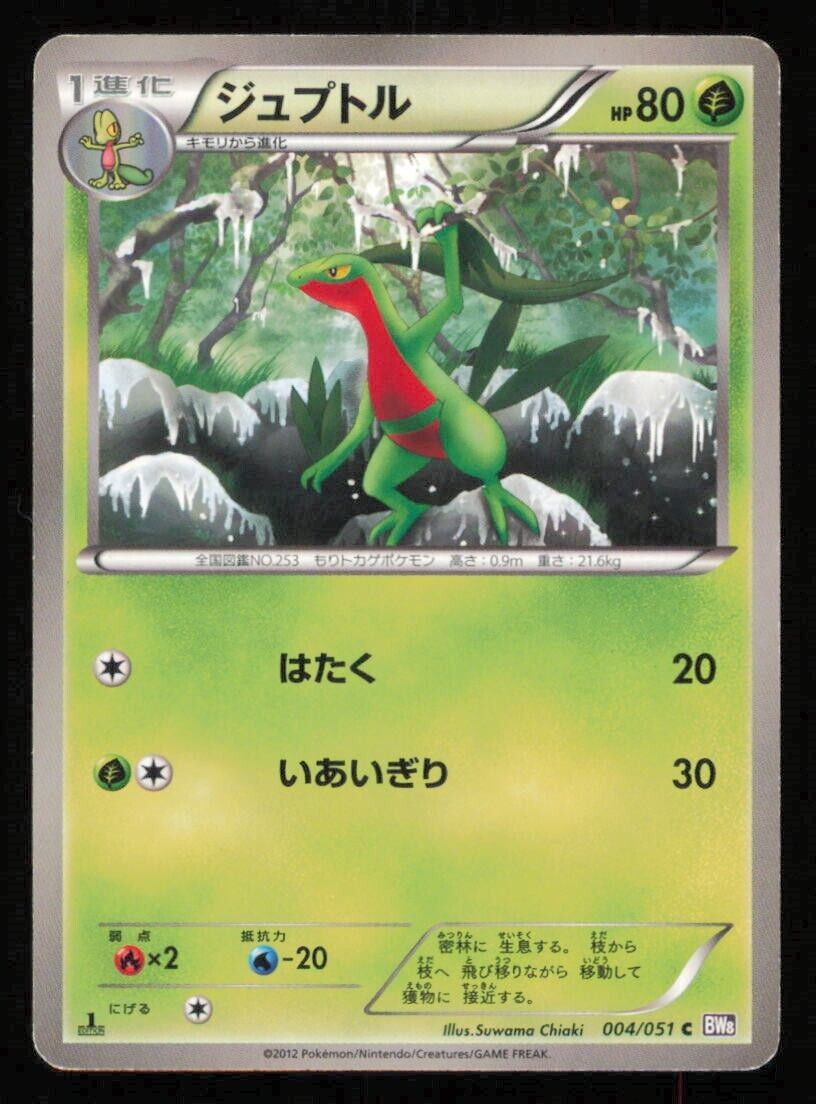 GROVYLE 004/051 C POKEMON CARD JAPANESE BW8 SPIRAL FORCE COMMON 1st ED PLAYED