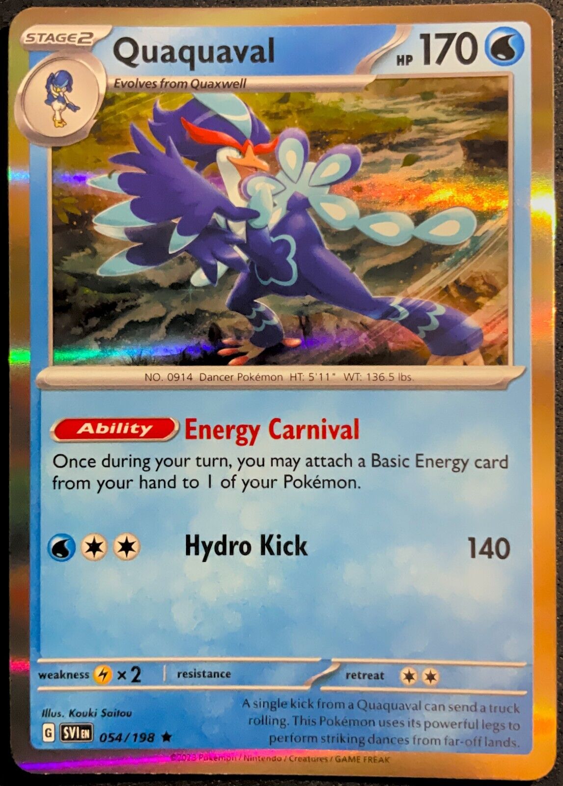 Pokémon TCG Quaquaval Scarlet & Violet Base Set 054/198 Holo Holo Rare - NM