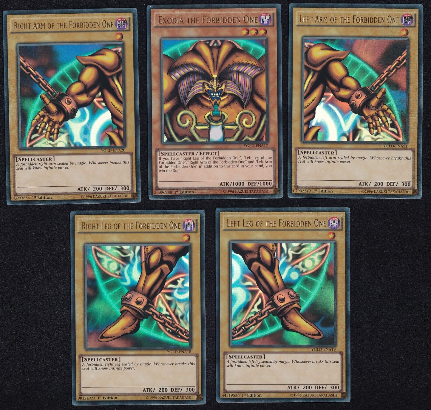 Exodia Set YGLD Yugioh Yugi's Legendary Decks 1st Edition ENGLISH