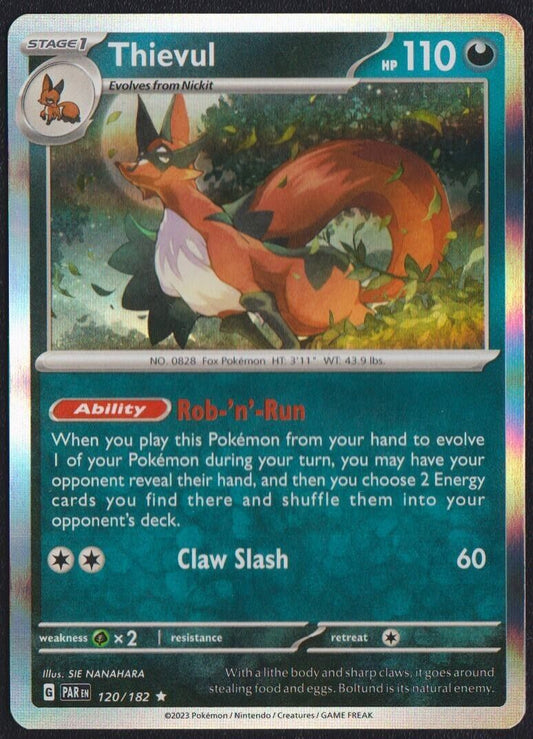 Thievul 120/182 POKEMON CARD ENGLISH SV PARADOX RIFT HOLO RARE NM