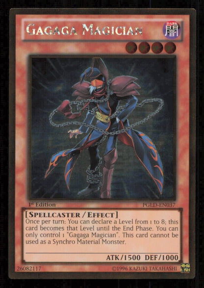 GAGAGA MAGICIAN PGLD-EN037 YUGIOH CARD ENGLISH GOLD RARE HOLO 1st ED PLAYED