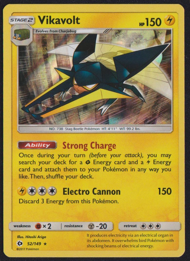 Vikavolt 52/149 POKEMON CARD ENGLISH SUN & MOON BASE SET HOLO RARE