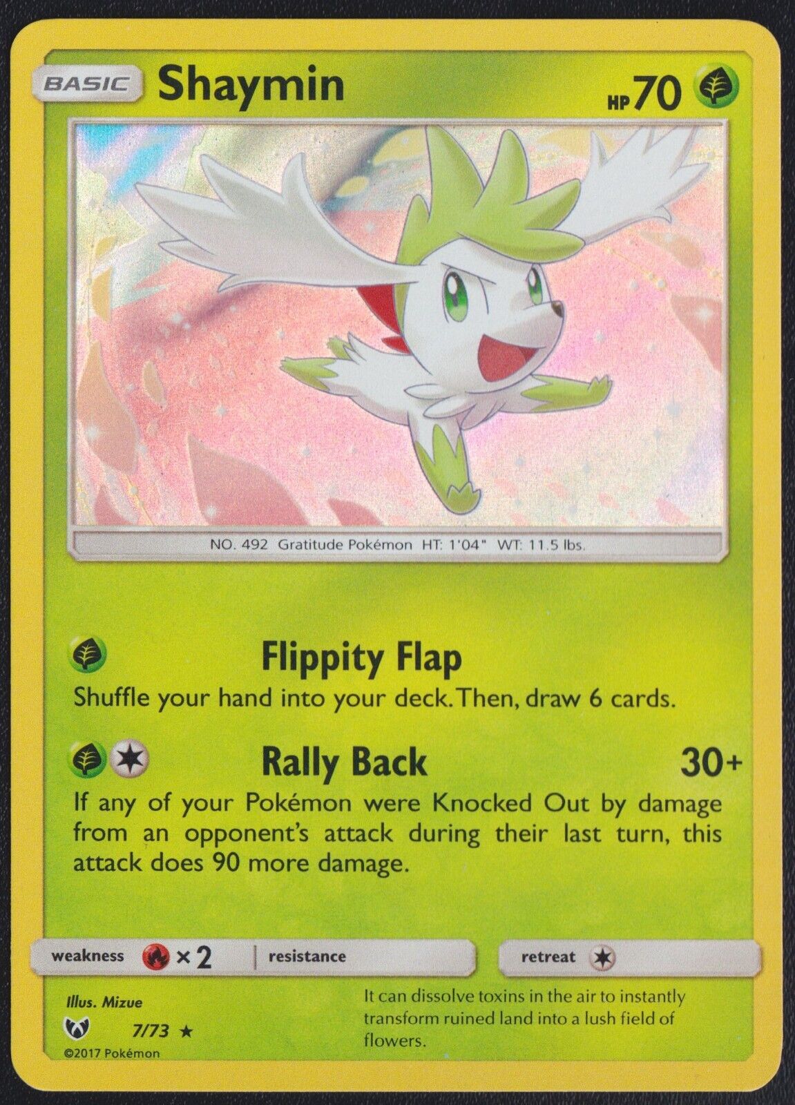 Shaymin 7/73 - POKEMON CARD ENGLISH SHINING LEGENDS HOLO RARE - PLAYED