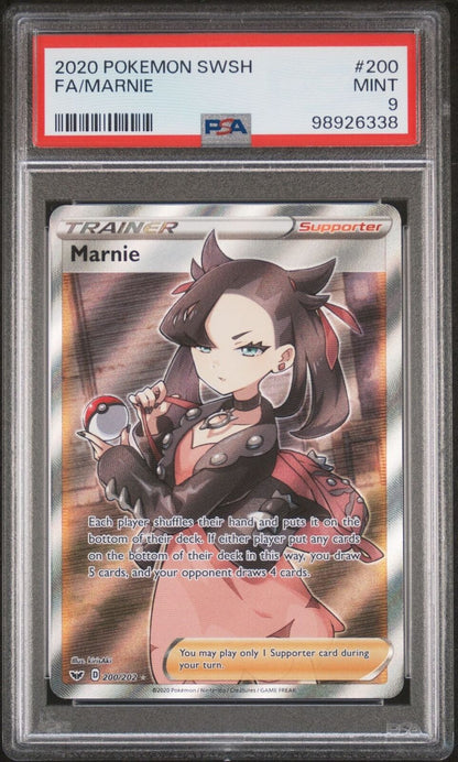 Marnie 200/202 PSA 9 POKEMON CARD ENGLISH S1 SWORD & SHIELD BASE FULL ART