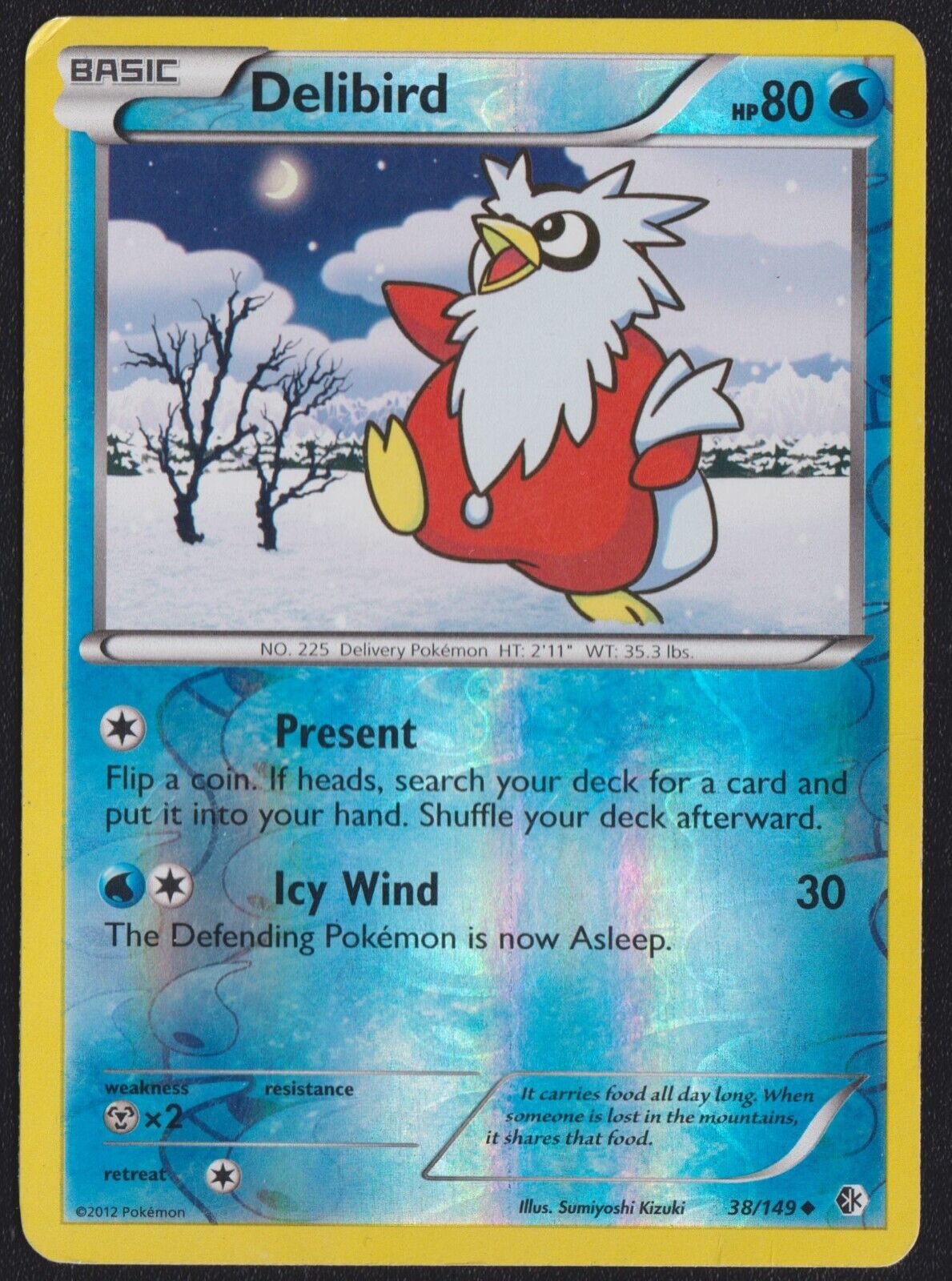 Delibird 38/149 U POKEMON CARD ENGLISH B&W BOUNDARIES CROSSED REVERSE HOLO